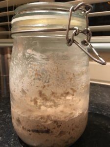 Sourdough starter in a glass kilner jar