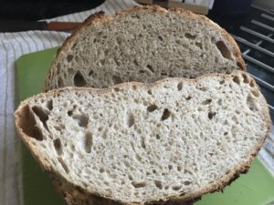 Inside the no knead sourdough bread