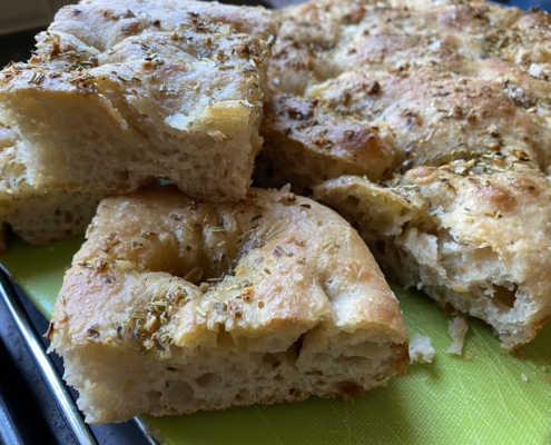 Garlic and herb sourdough focaccia