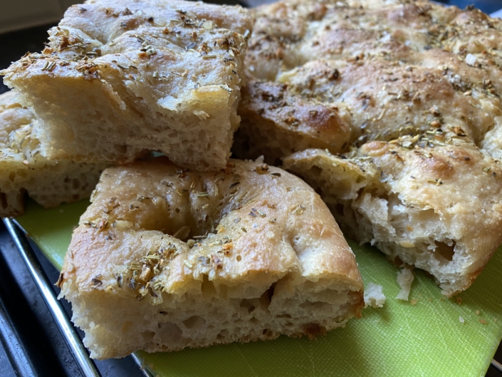 Garlic and herb sourdough focaccia