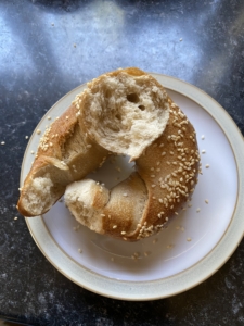 Inside of a sourdough bagel